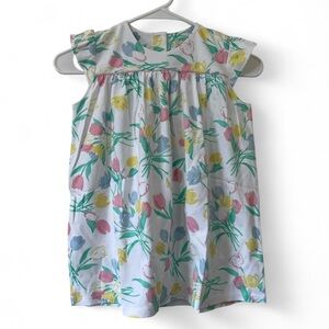 TBBBC Floral Tulips Print Short Sleeve Dowell Day Swing Blouse Girls L Size 12